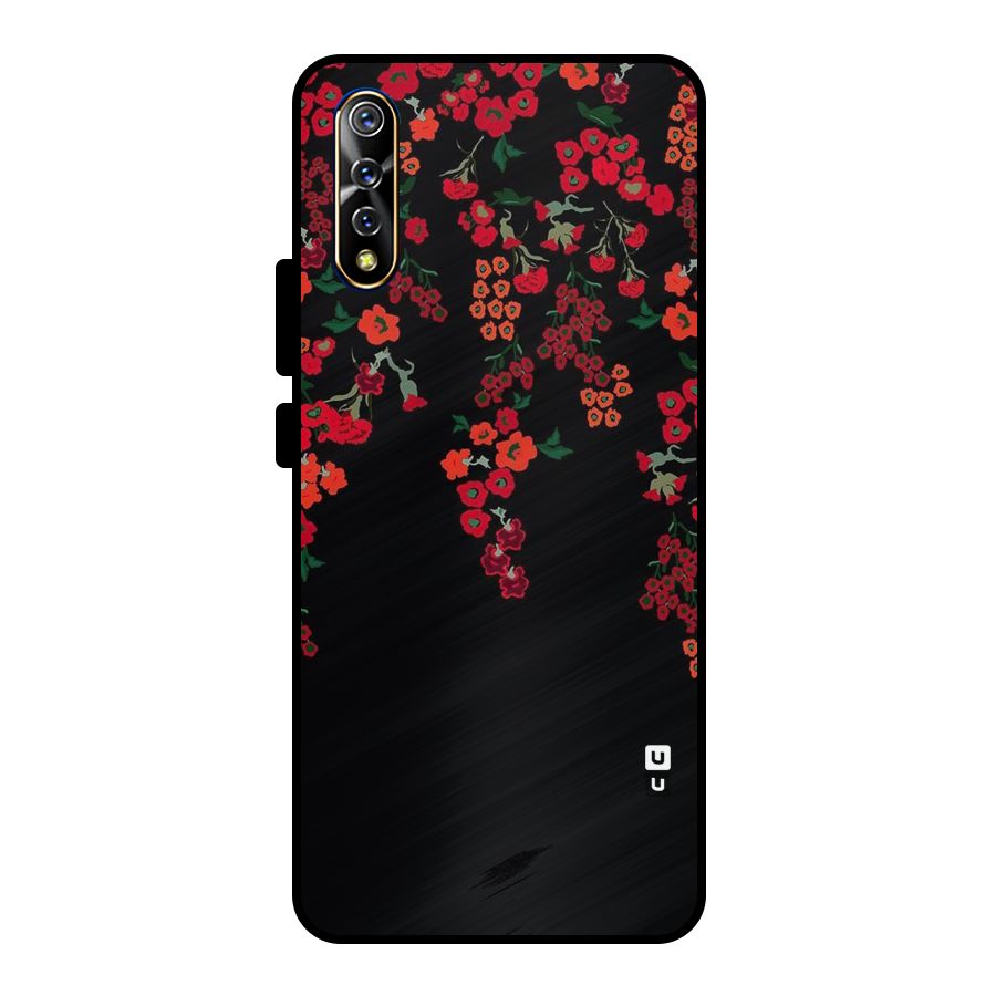Red Floral Pattern Metal Back Case for Vivo S1