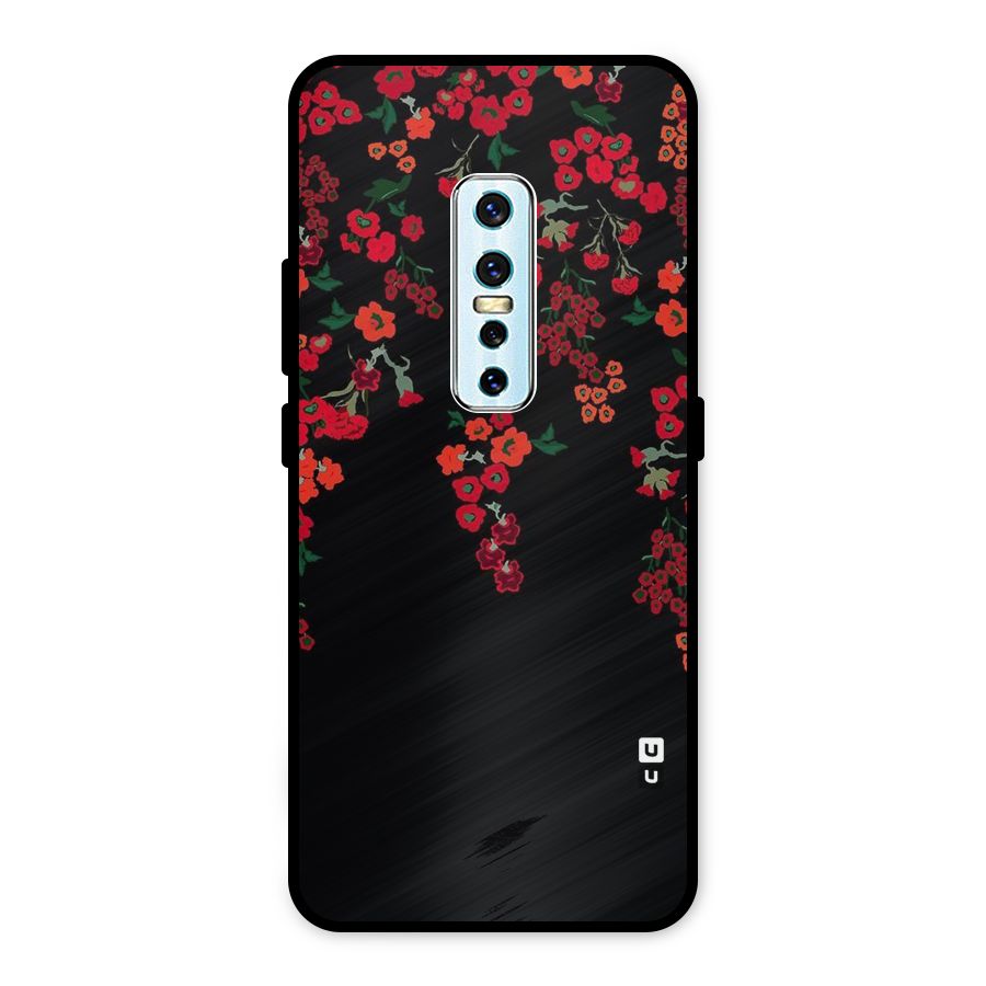 Red Floral Pattern Metal Back Case for Vivo V17 Pro