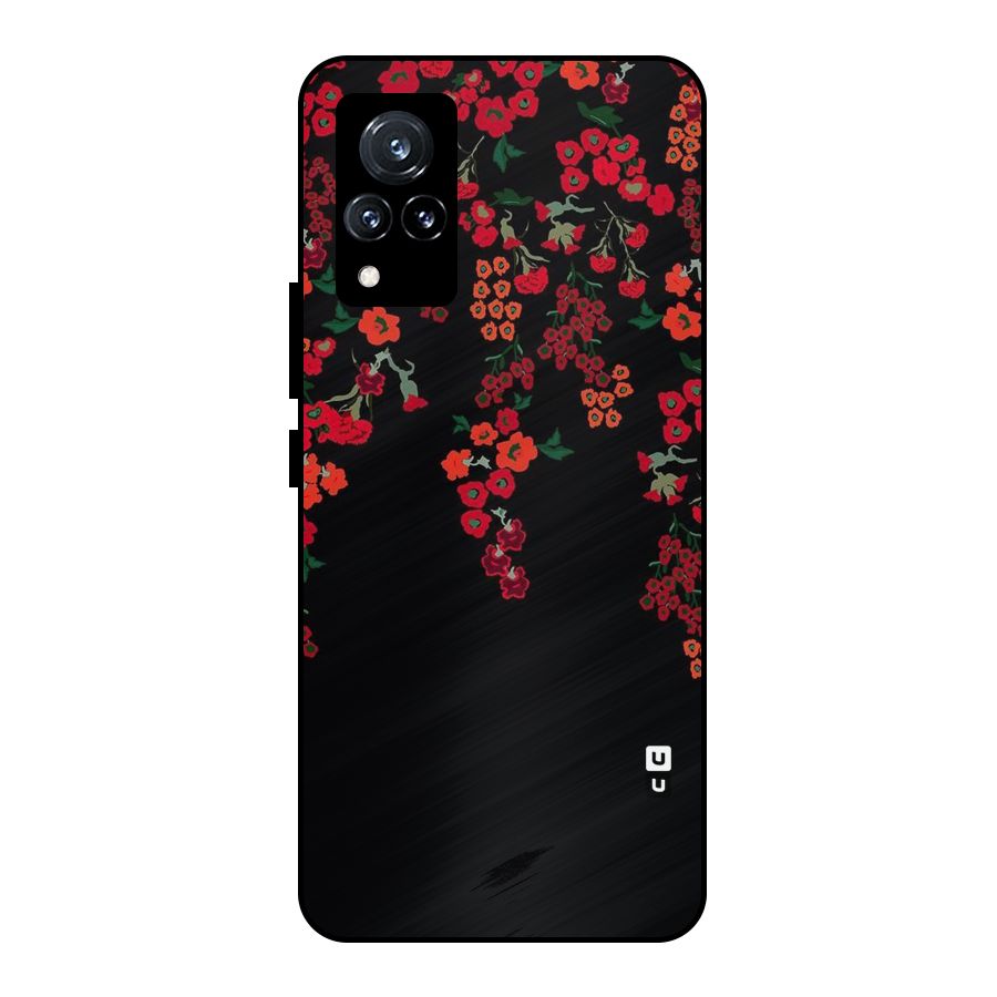 Red Floral Pattern Metal Back Case for Vivo V21 5G