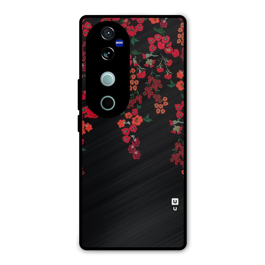 Red Floral Pattern Metal Back Case for Vivo V40