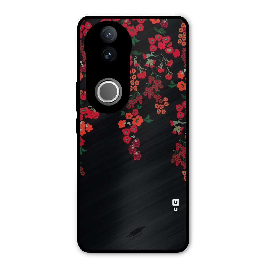 Red Floral Pattern Metal Back Case for Vivo V50