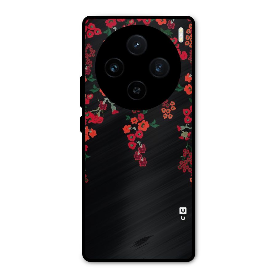 Red Floral Pattern Metal Back Case for Vivo X100