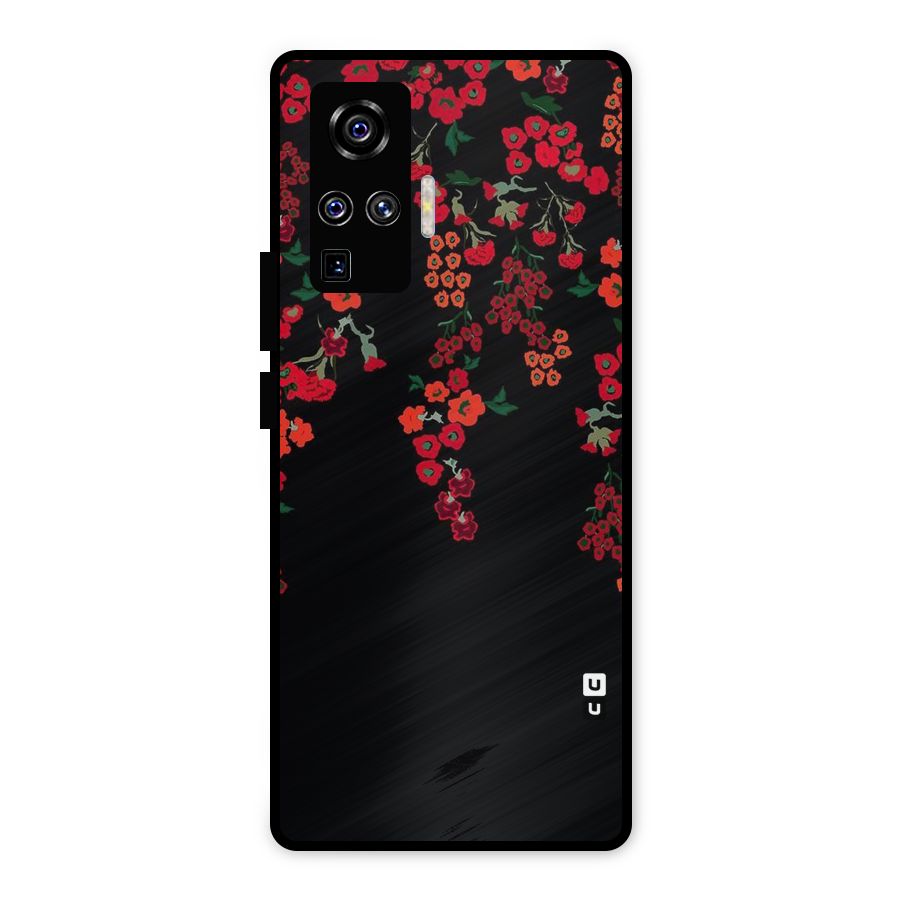 Red Floral Pattern Metal Back Case for Vivo X50 Pro