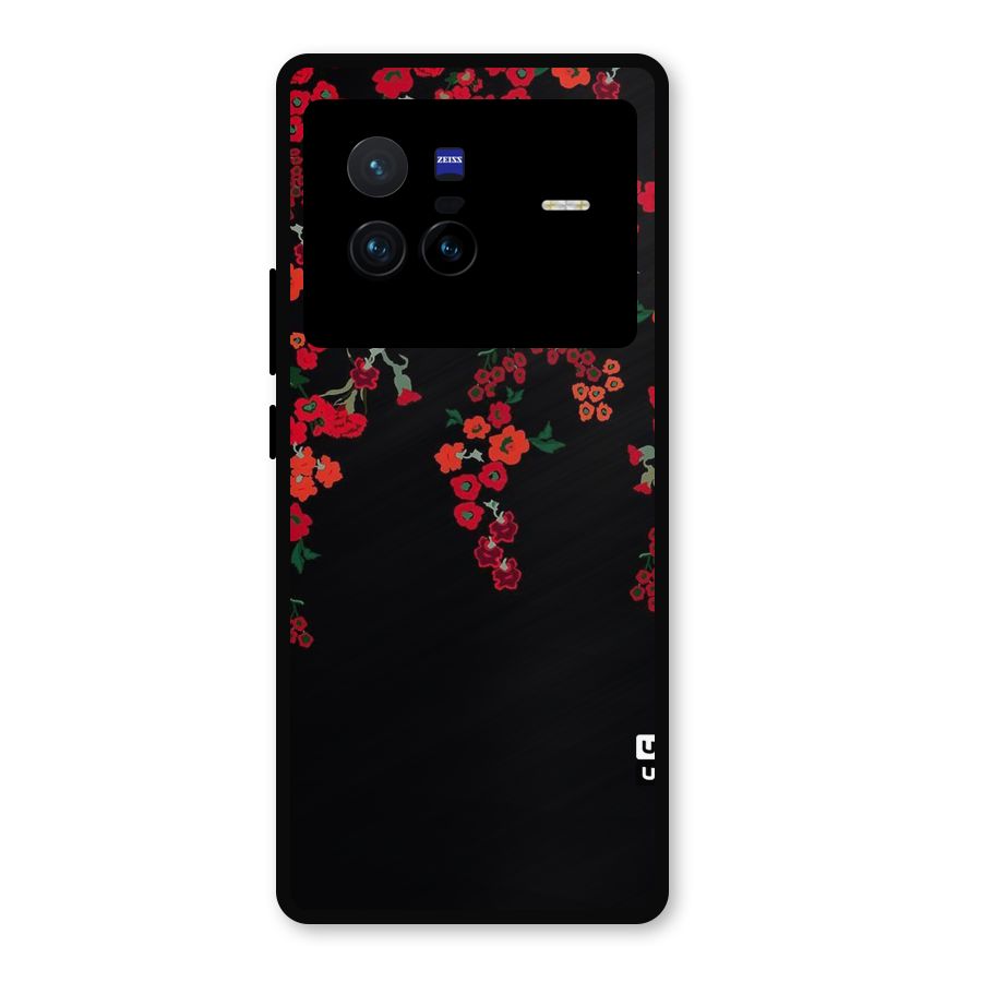 Red Floral Pattern Metal Back Case for Vivo X80