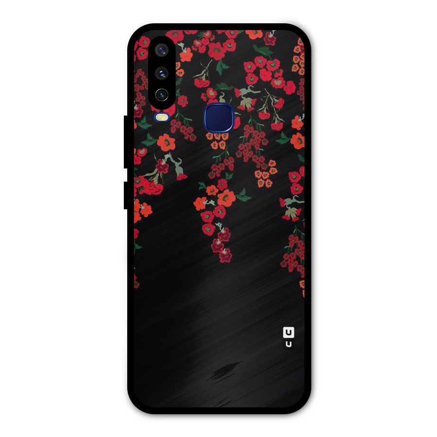 Red Floral Pattern Metal Back Case for Vivo Y12
