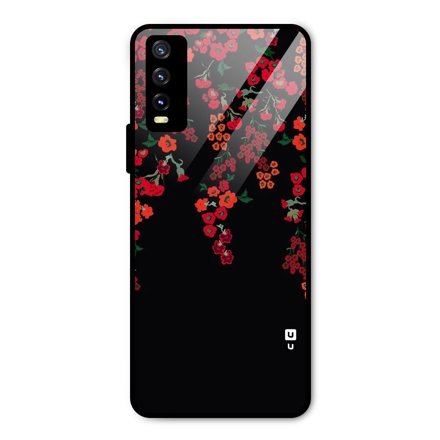 Red Floral Pattern Metal Back Case for Vivo Y20i