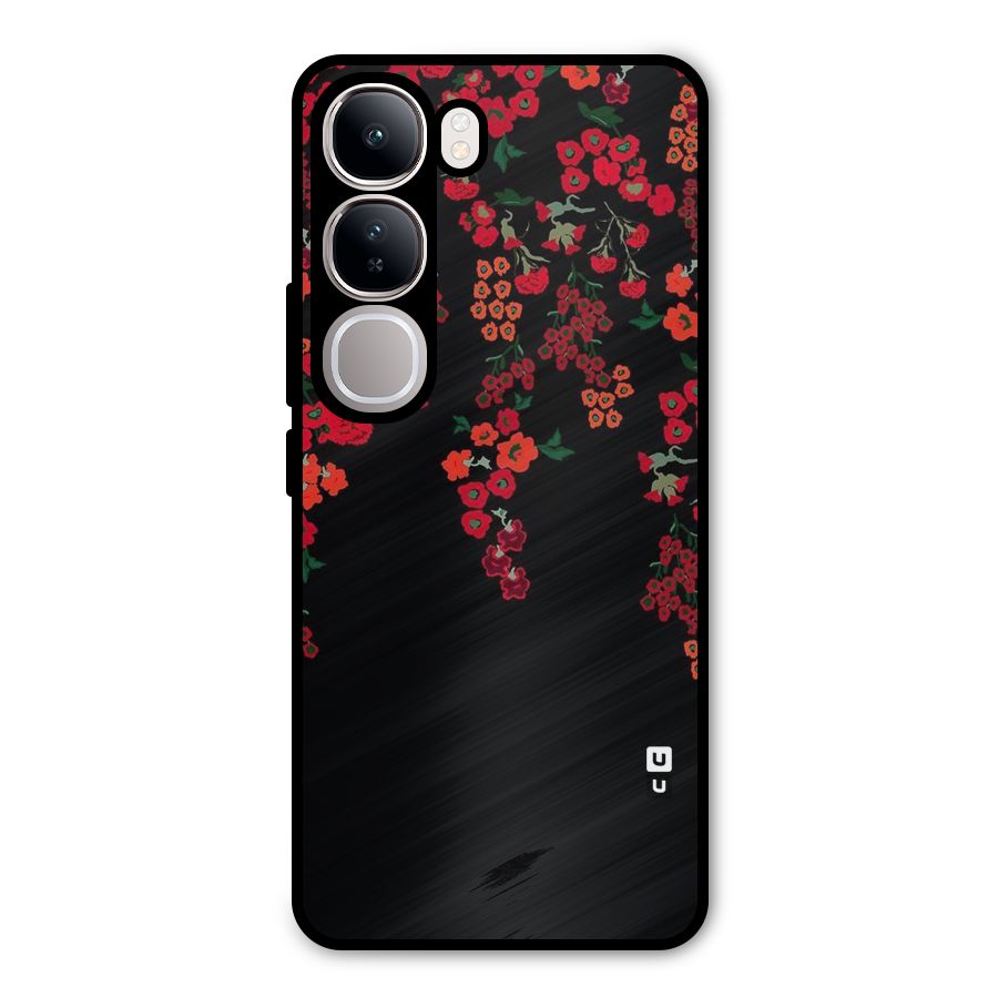 Red Floral Pattern Metal Back Case for Vivo Y300