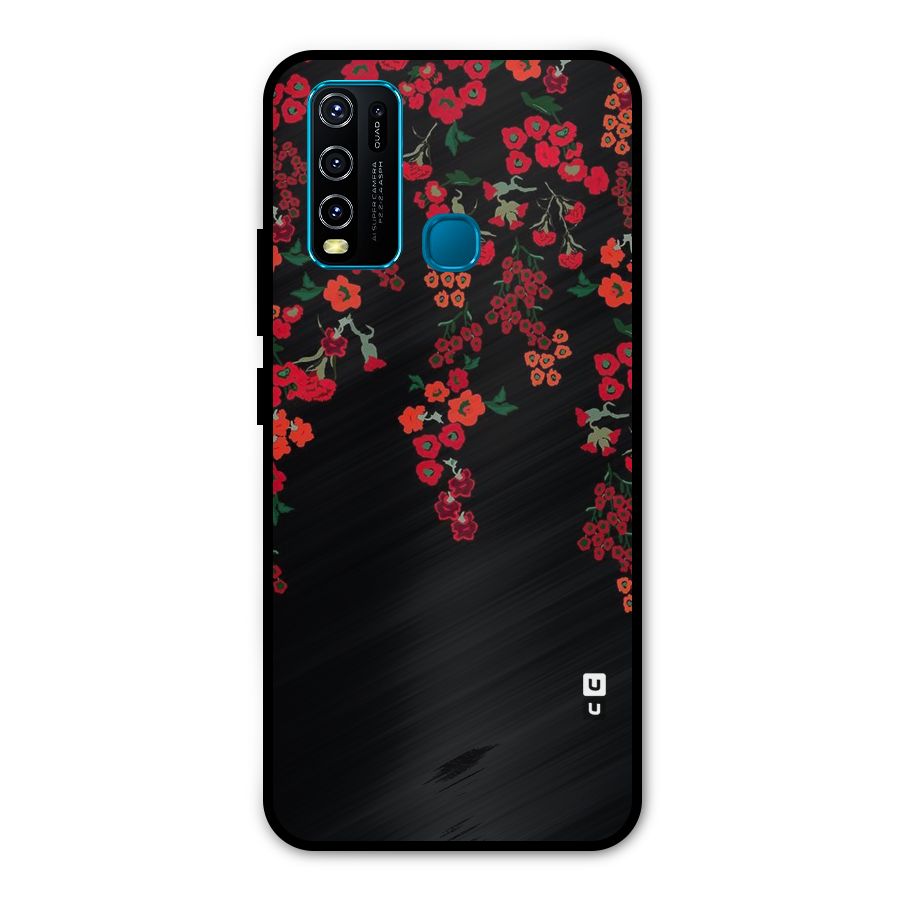 Red Floral Pattern Metal Back Case for Vivo Y50