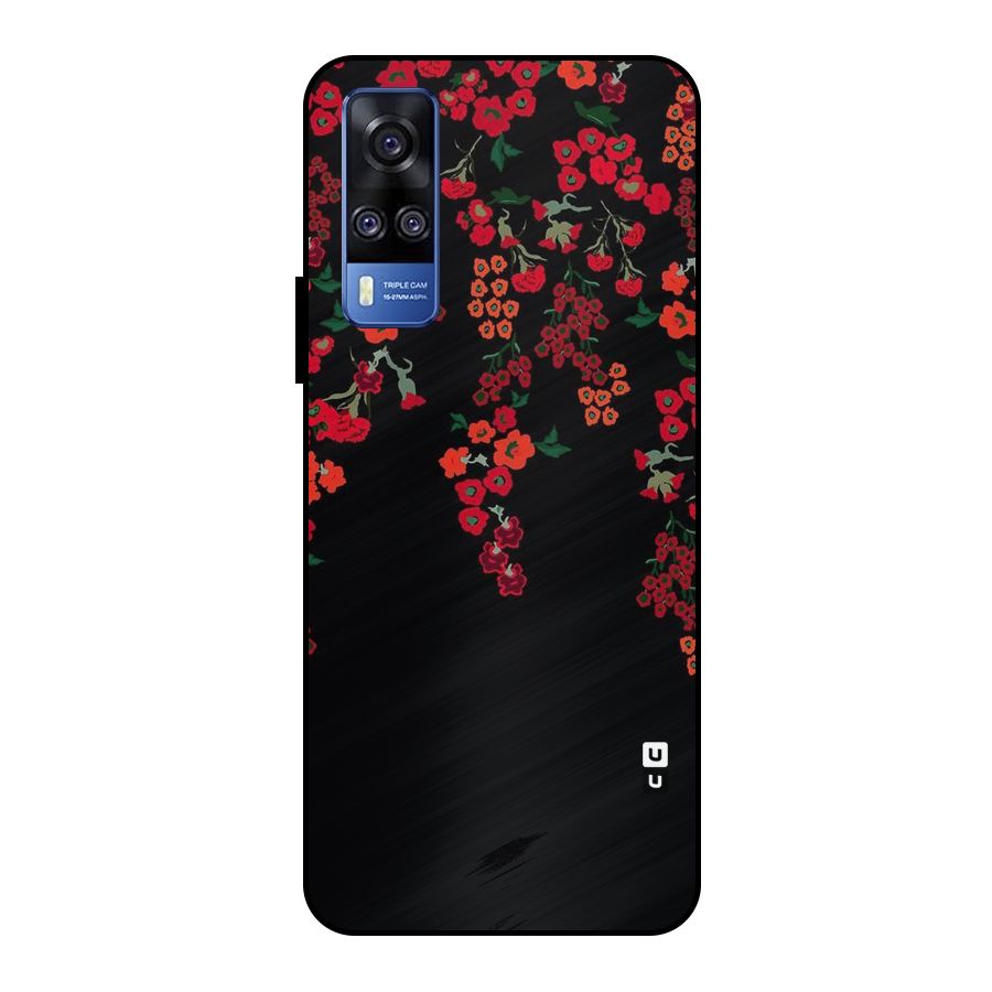 Red Floral Pattern Metal Back Case for Vivo Y51