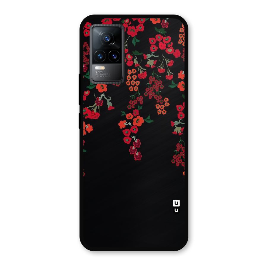 Red Floral Pattern Metal Back Case for Vivo Y73