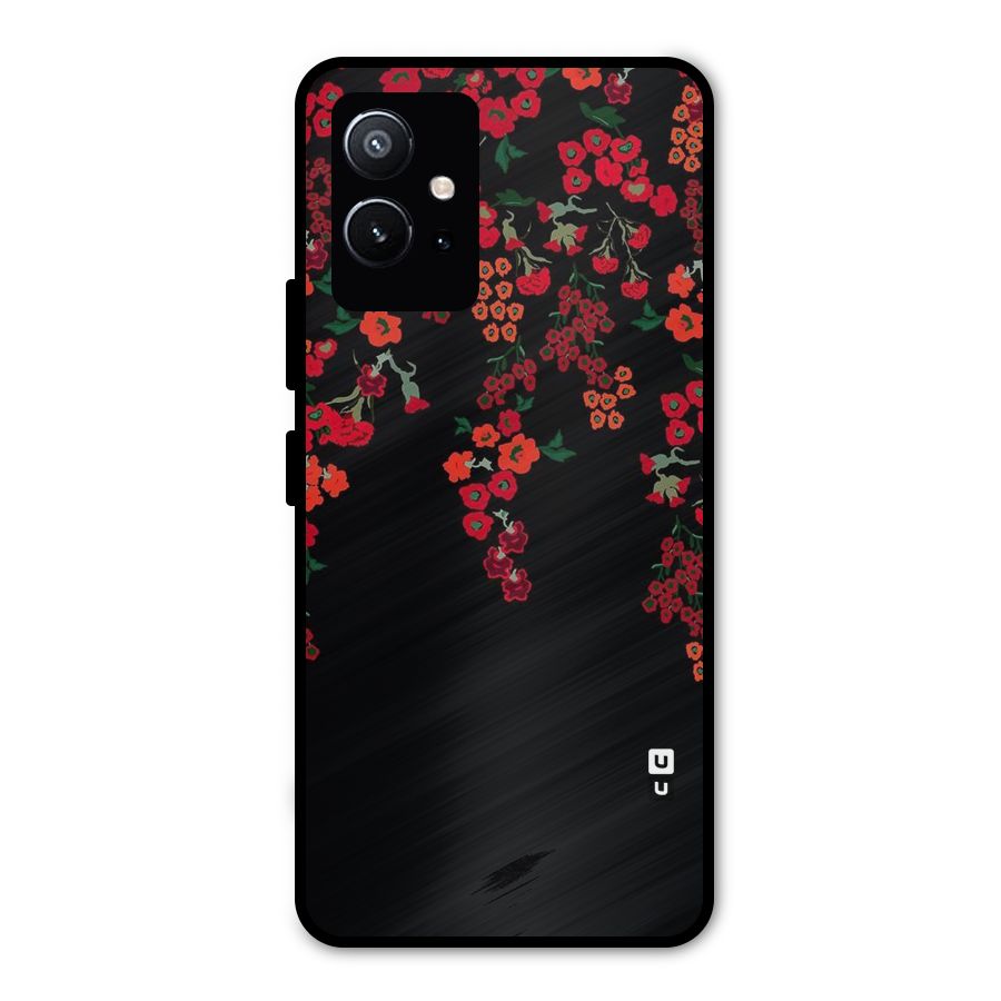 Red Floral Pattern Metal Back Case for Vivo Y75 5G