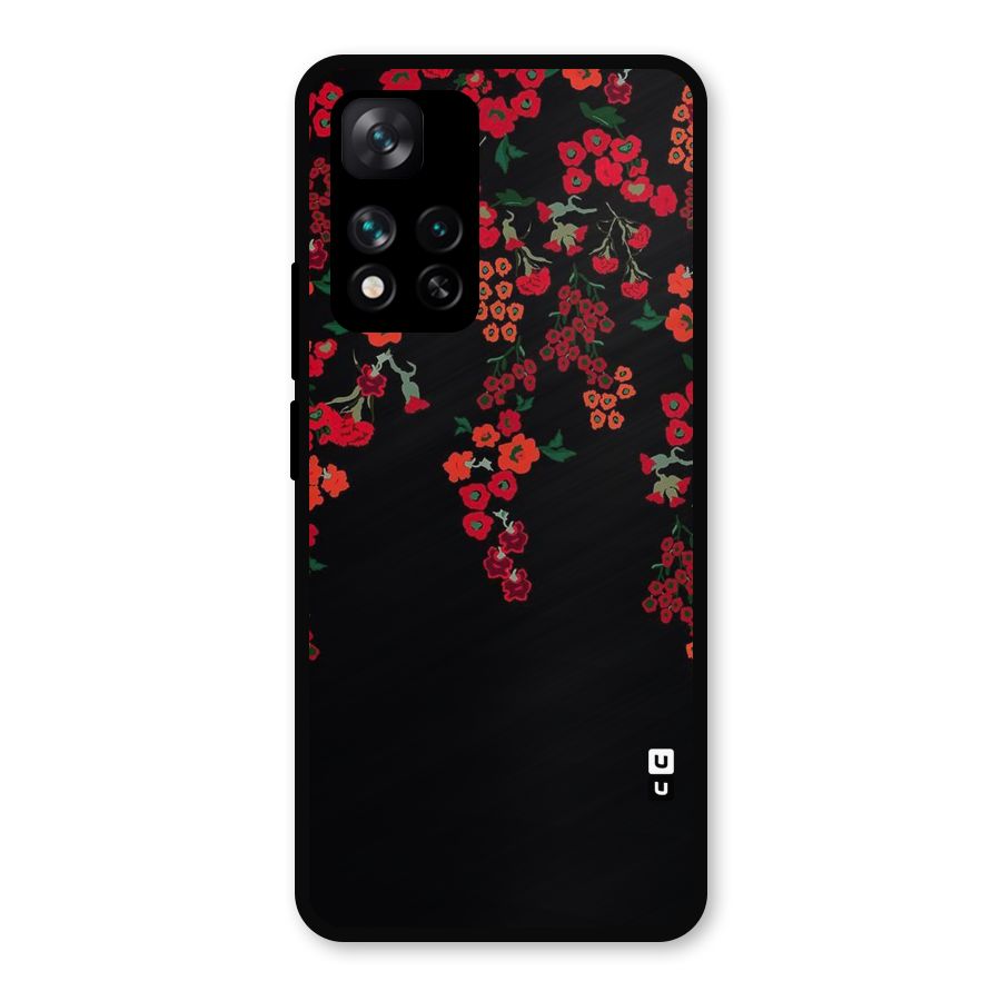 Red Floral Pattern Metal Back Case for Xiaomi 11i 5G