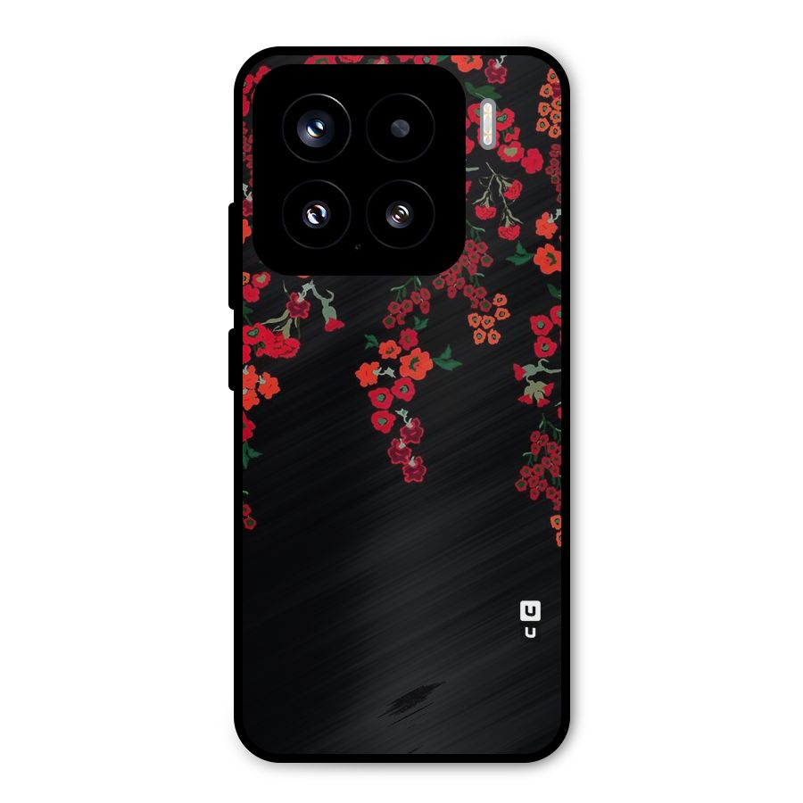 Red Floral Pattern Metal Back Case for Xiaomi 15