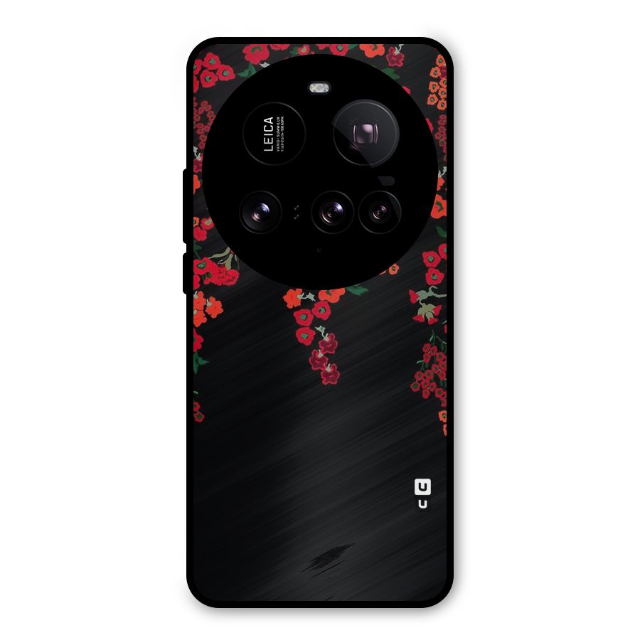 Red Floral Pattern Metal Back Case for Xiaomi 15 Ultra