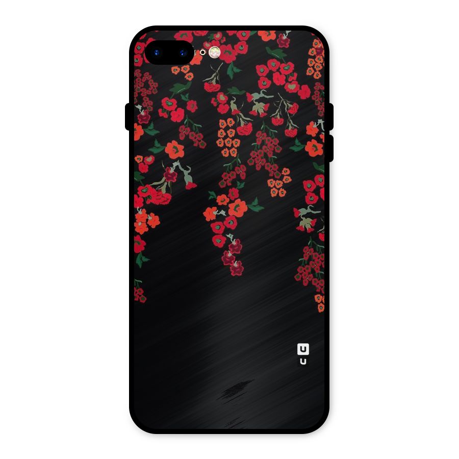 Red Floral Pattern Metal Back Case for iPhone 7 Plus