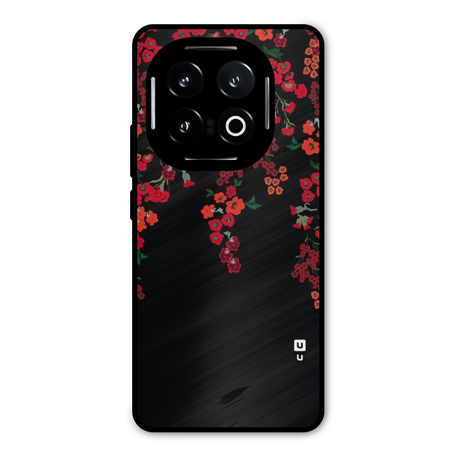 Red Floral Pattern Metal Back Case for iQOO 13