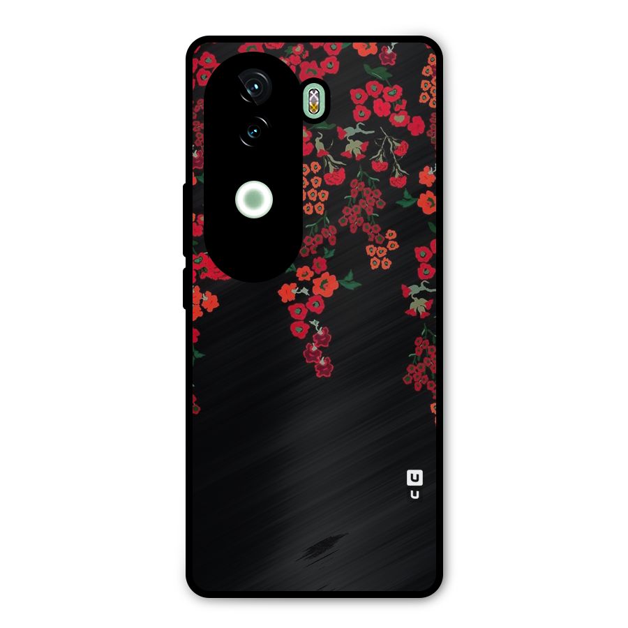 Red Floral Pattern Metal Back Case for iQOO Z9s