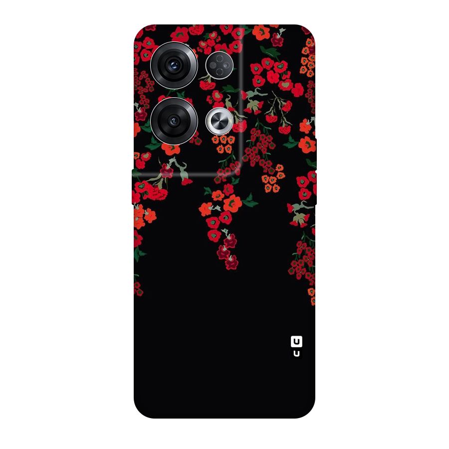 Red Floral Pattern Original Polycarbonate Back Case for Oppo Reno8 Pro 5G