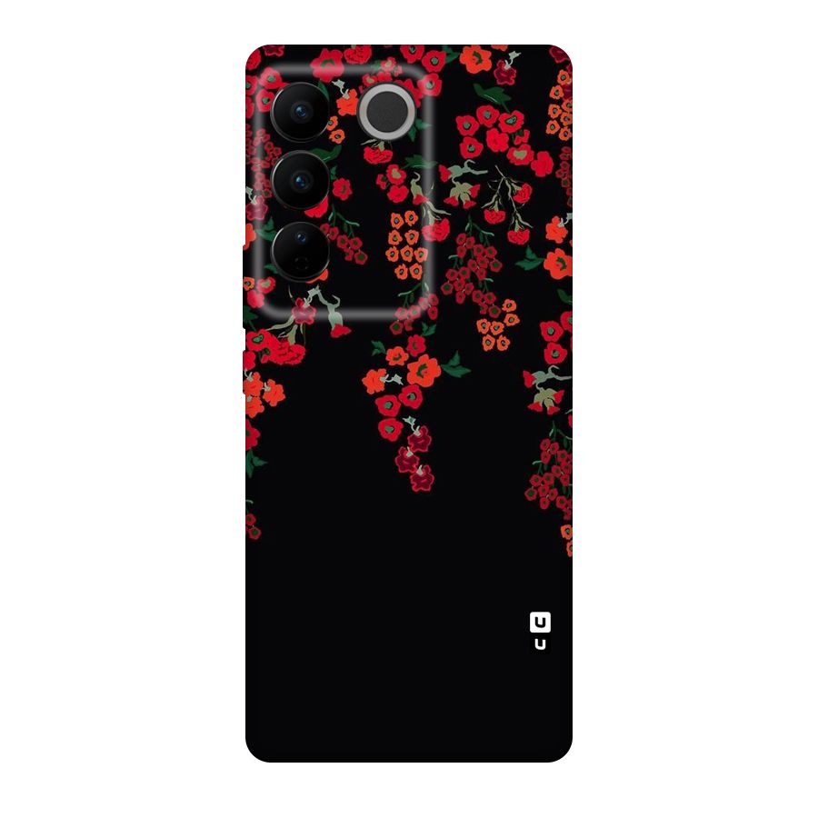 Red Floral Pattern Original Polycarbonate Back Case for Vivo V27