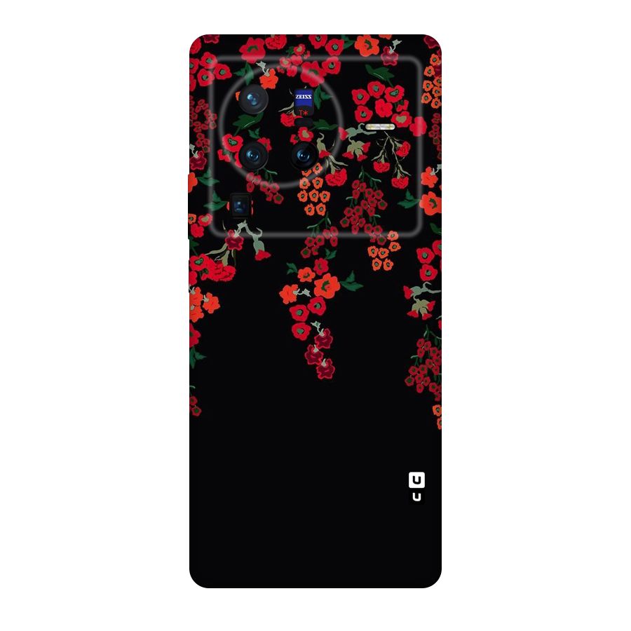 Red Floral Pattern Original Polycarbonate Back Case for Vivo X80