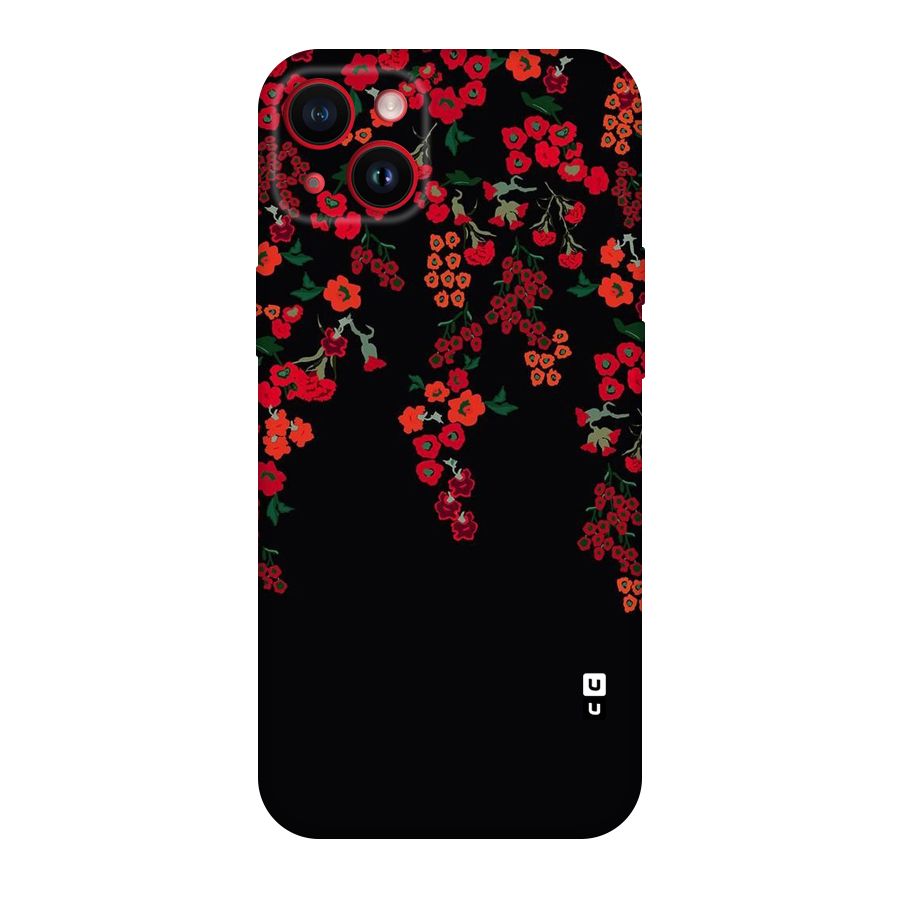 Red Floral Pattern Original Polycarbonate Back Case for iPhone 14 Plus