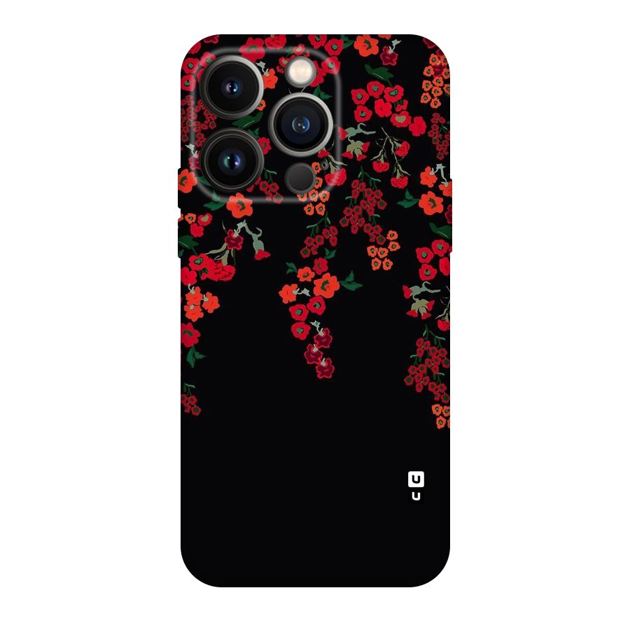 Red Floral Pattern Original Polycarbonate Back Case for iPhone 14 Pro