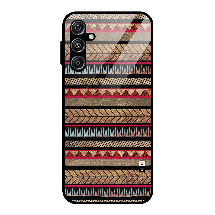 Red Indie Pattern Glass Back Case for Galaxy M34 5G