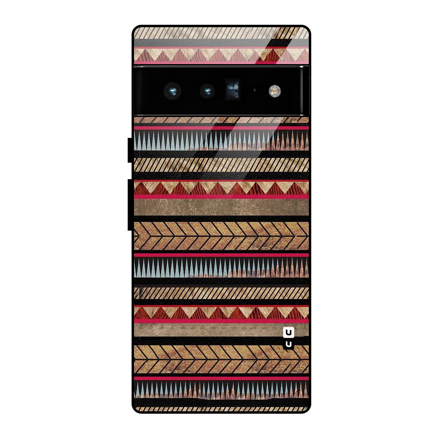 Red Indie Pattern Glass Back Case for Google Pixel 6 Pro