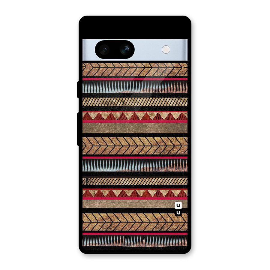 Red Indie Pattern Glass Back Case for Google Pixel 7a