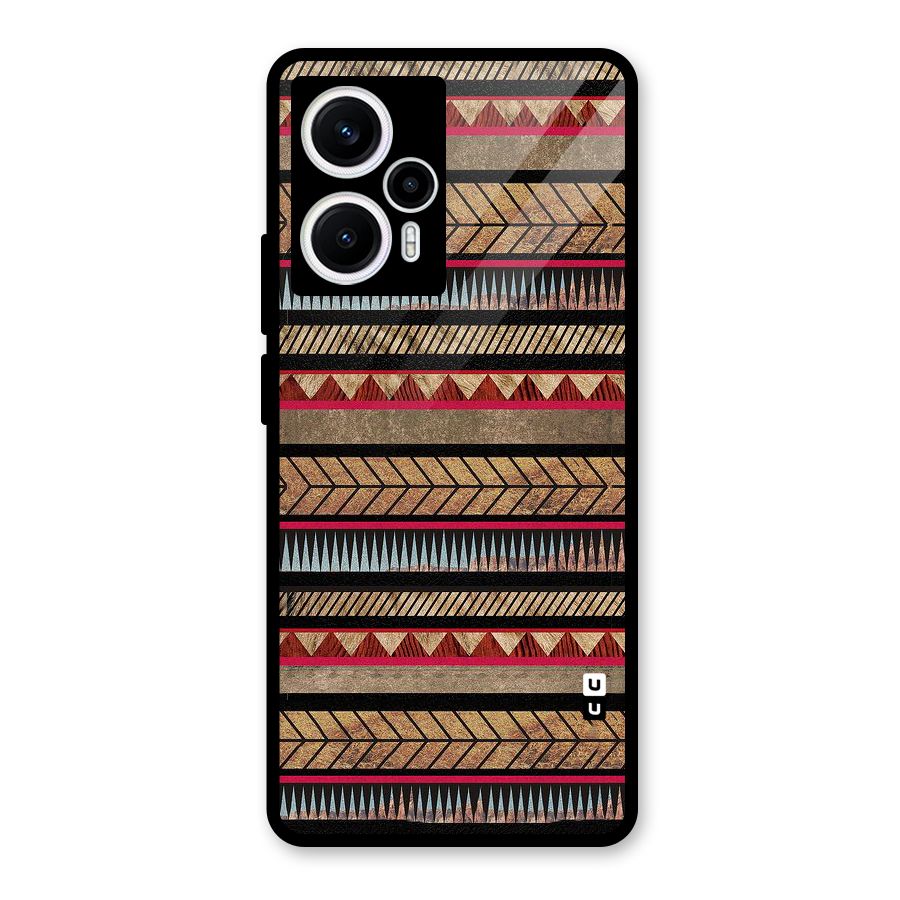 Red Indie Pattern Glass Back Case for Poco F5