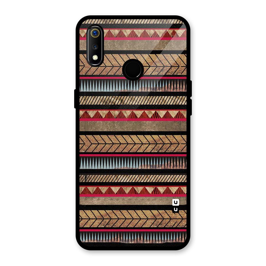 Red Indie Pattern Glass Back Case for Realme 3