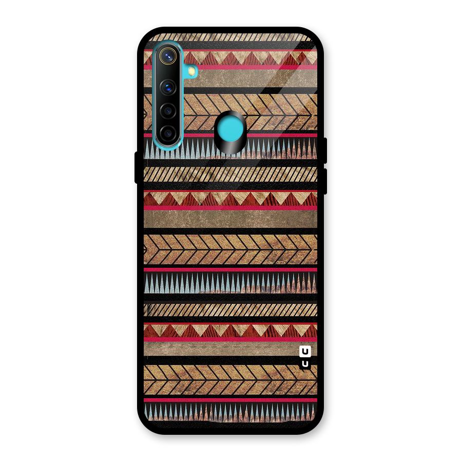 Red Indie Pattern Glass Back Case for Realme 5i