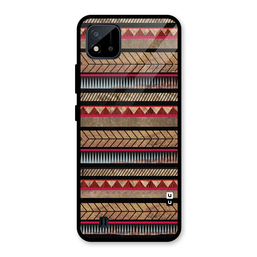 Red Indie Pattern Glass Back Case for Realme C11 2021