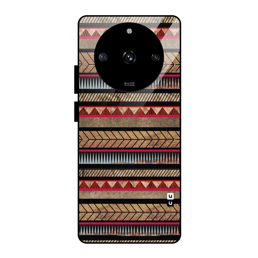 Red Indie Pattern Glass Back Case for Realme Narzo 60 5G