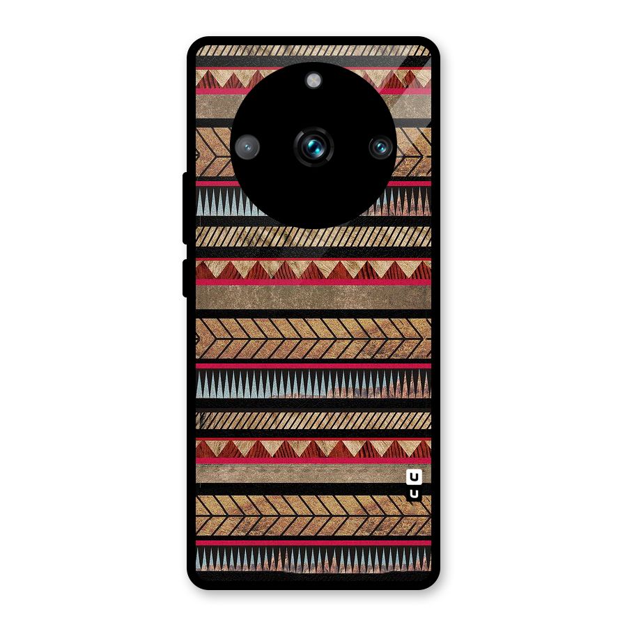 Red Indie Pattern Glass Back Case for Realme Narzo 60 Pro