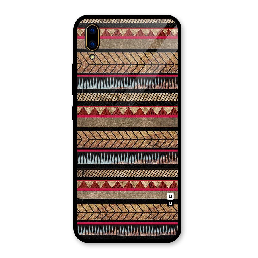 Red Indie Pattern Glass Back Case for Vivo V11 Pro