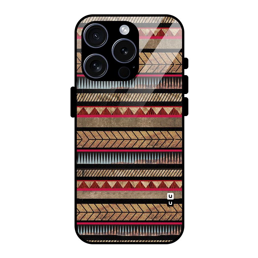 Red Indie Pattern Glass Back Case for iPhone 15 Pro