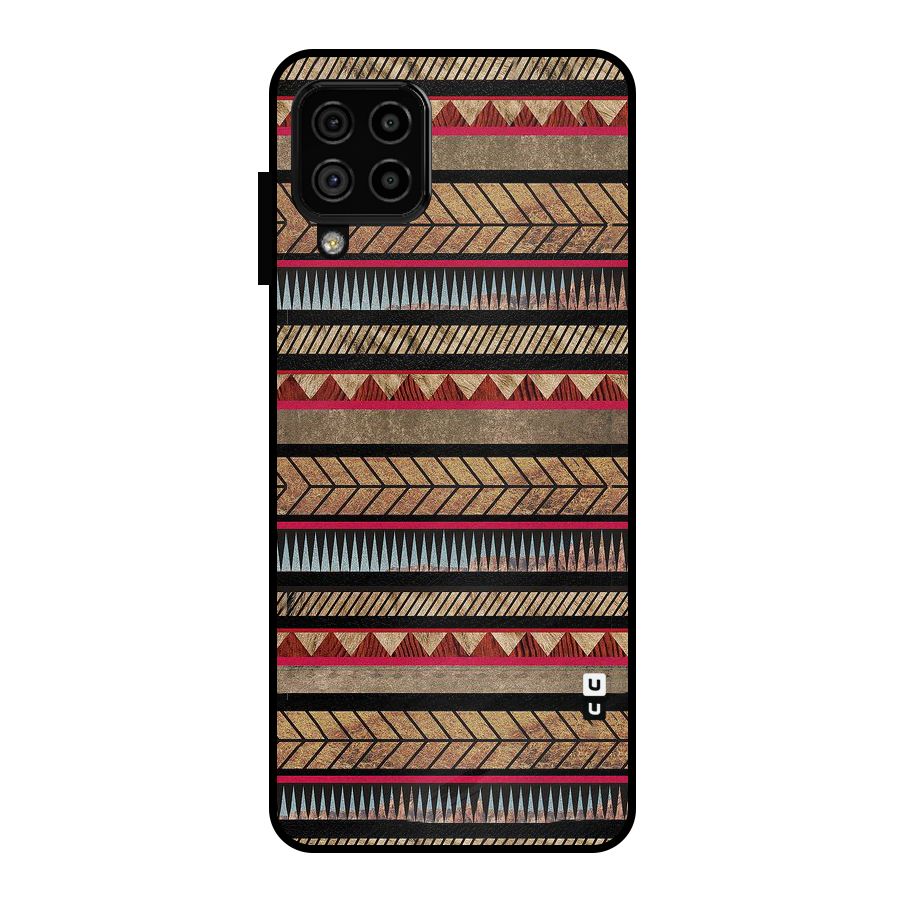 Red Indie Pattern Metal Back Case for Galaxy A22 4G