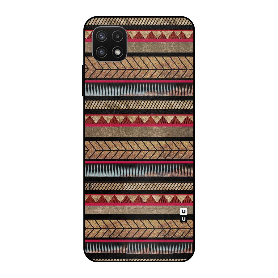 Red Indie Pattern Metal Back Case for Galaxy A22 5G