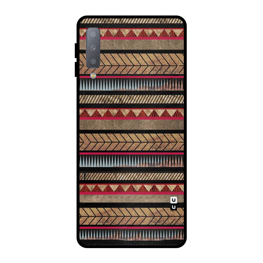 Red Indie Pattern Metal Back Case for Galaxy A7 (2018)