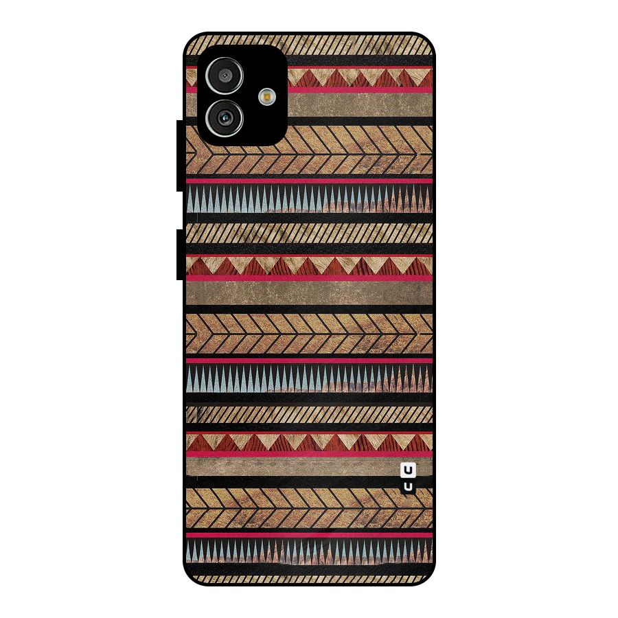 Red Indie Pattern Metal Back Case for Galaxy M13 5G