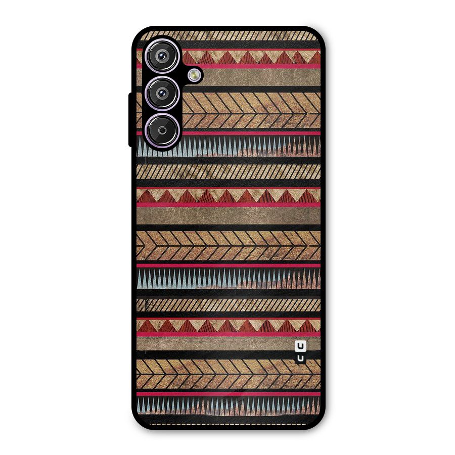 Red Indie Pattern Metal Back Case for Galaxy M15