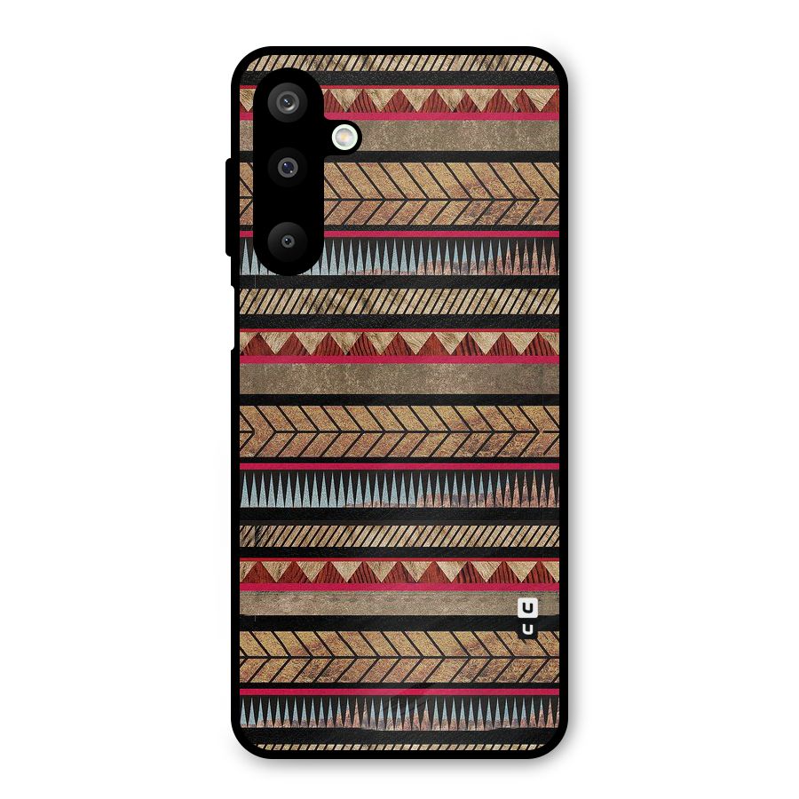 Red Indie Pattern Metal Back Case for Galaxy M16
