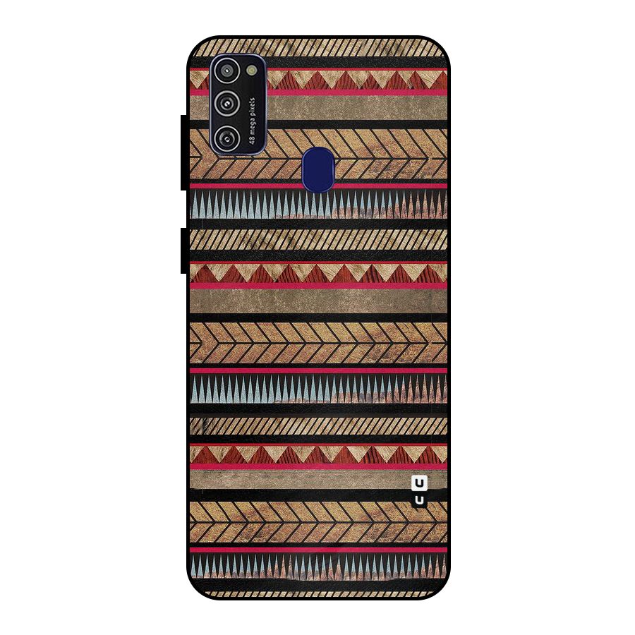 Red Indie Pattern Metal Back Case for Galaxy M21