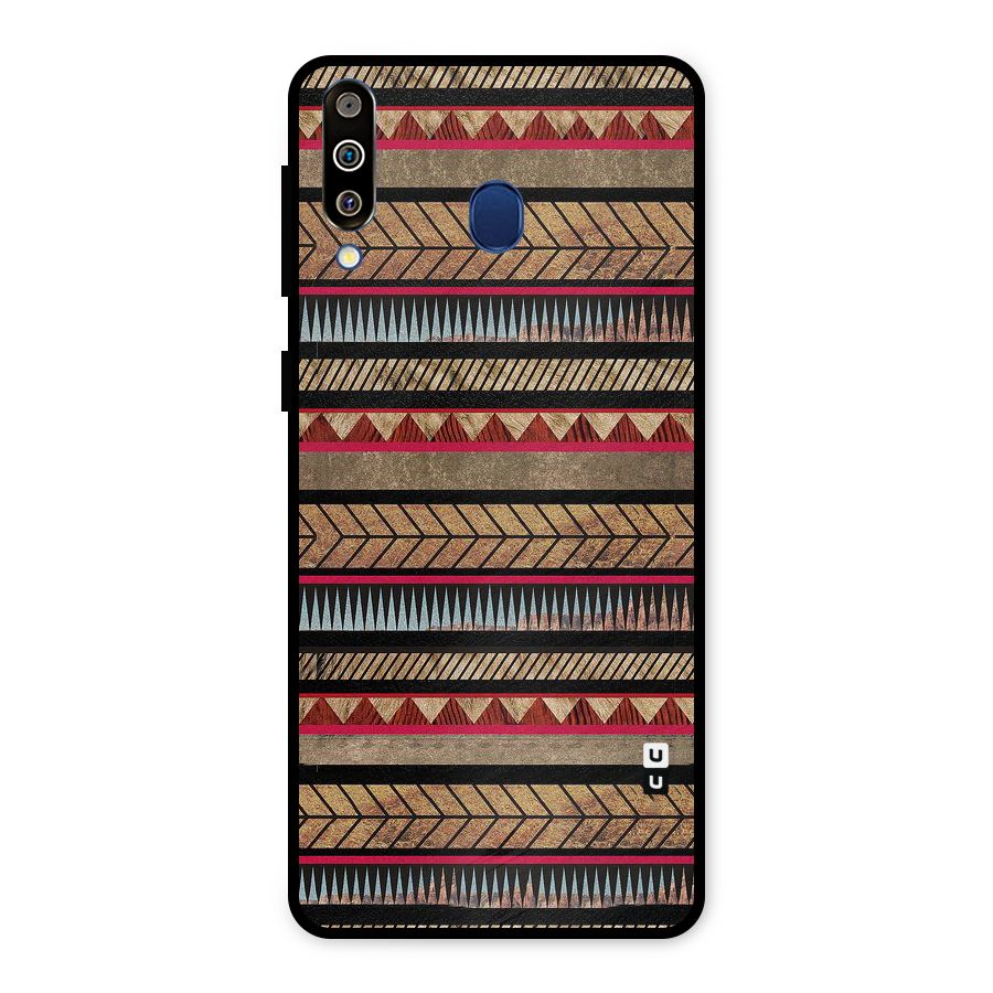 Red Indie Pattern Metal Back Case for Galaxy M30
