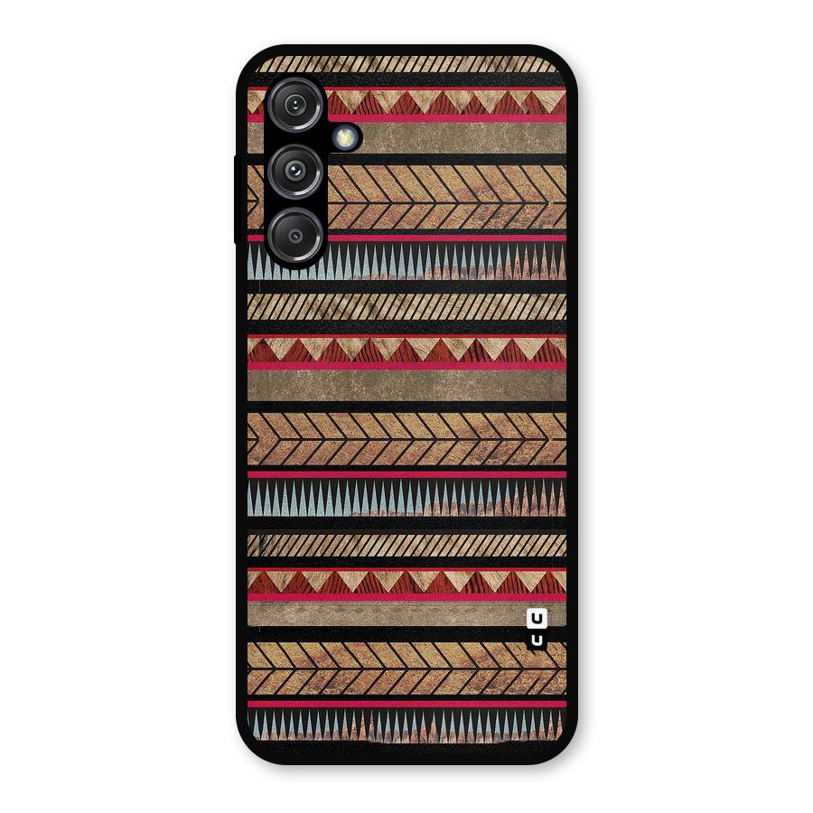 Red Indie Pattern Metal Back Case for Galaxy M34 5G