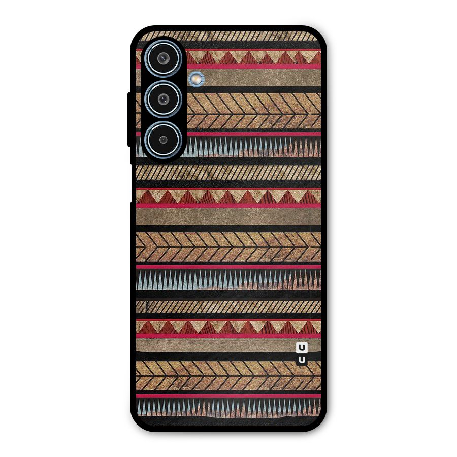 Red Indie Pattern Metal Back Case for Galaxy M35