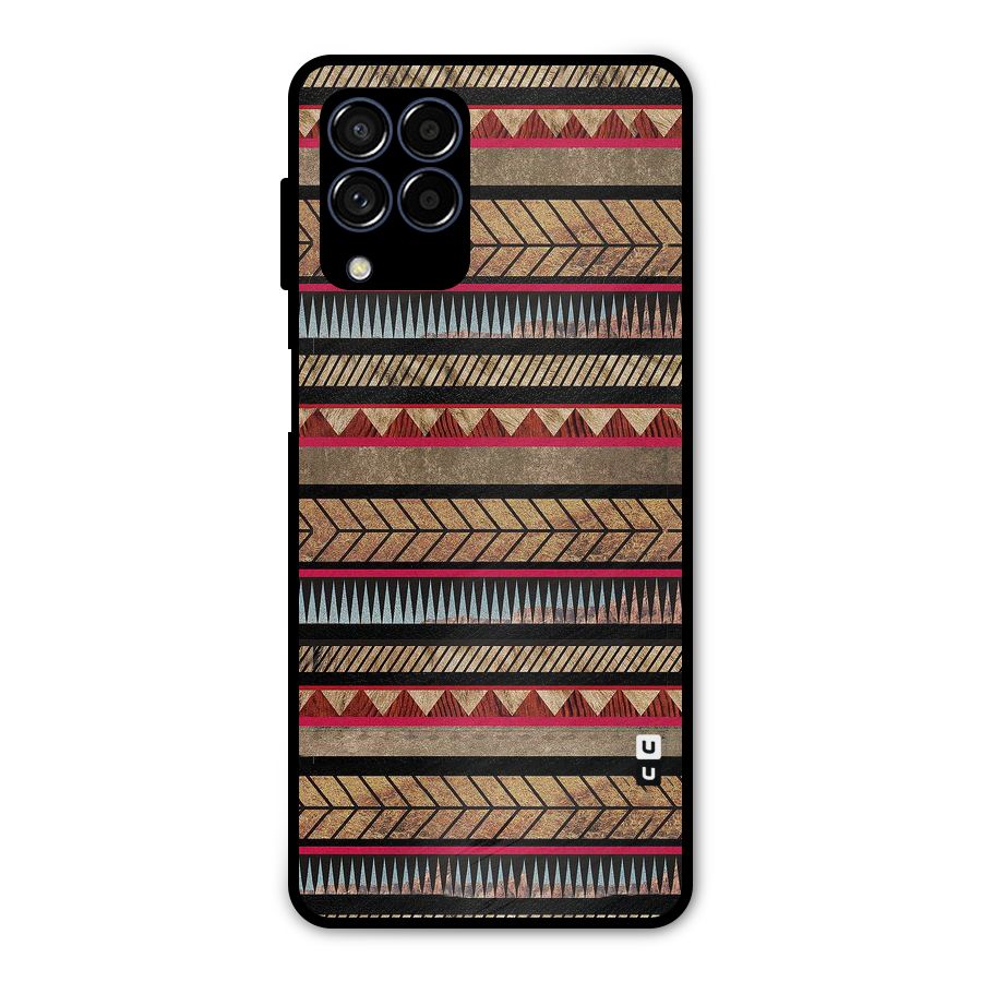 Red Indie Pattern Metal Back Case for Galaxy M53 5G