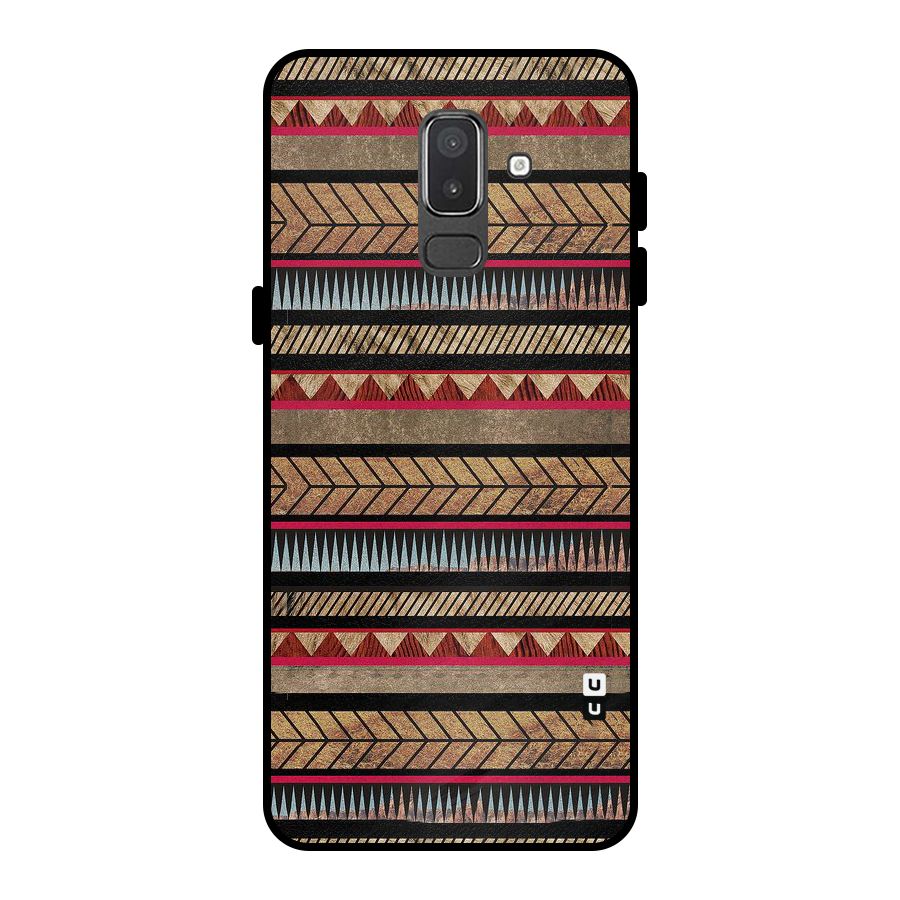 Red Indie Pattern Metal Back Case for Galaxy On8 (2018)