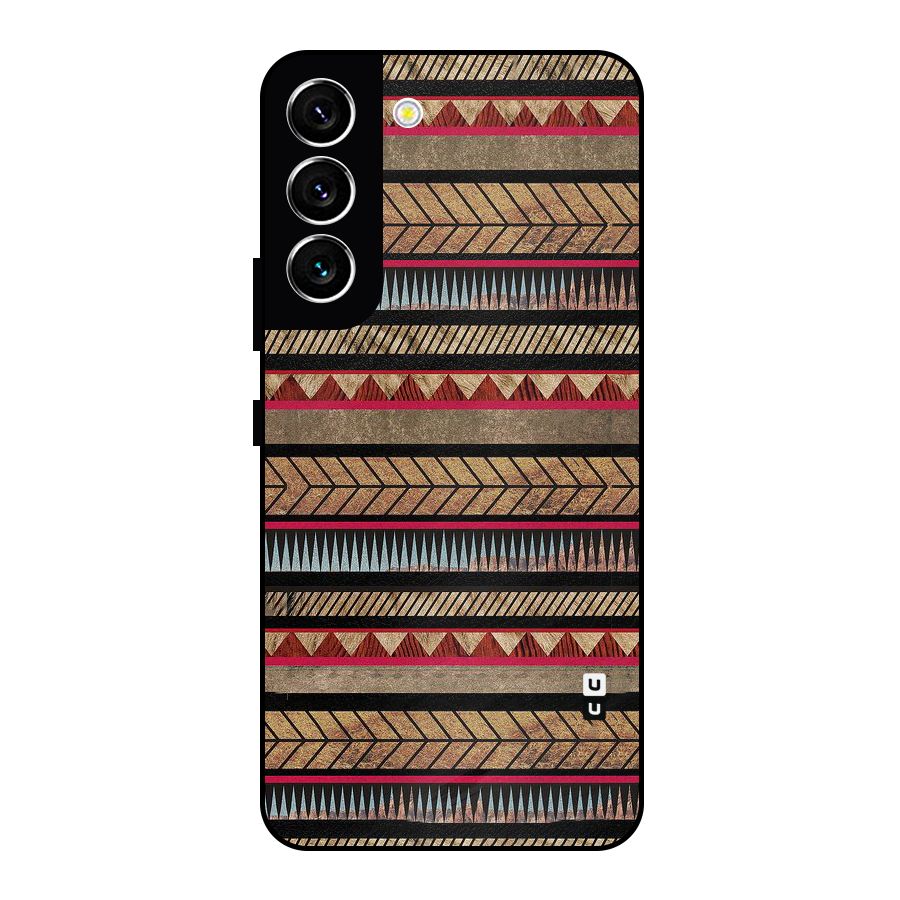 Red Indie Pattern Metal Back Case for Galaxy S22 5G